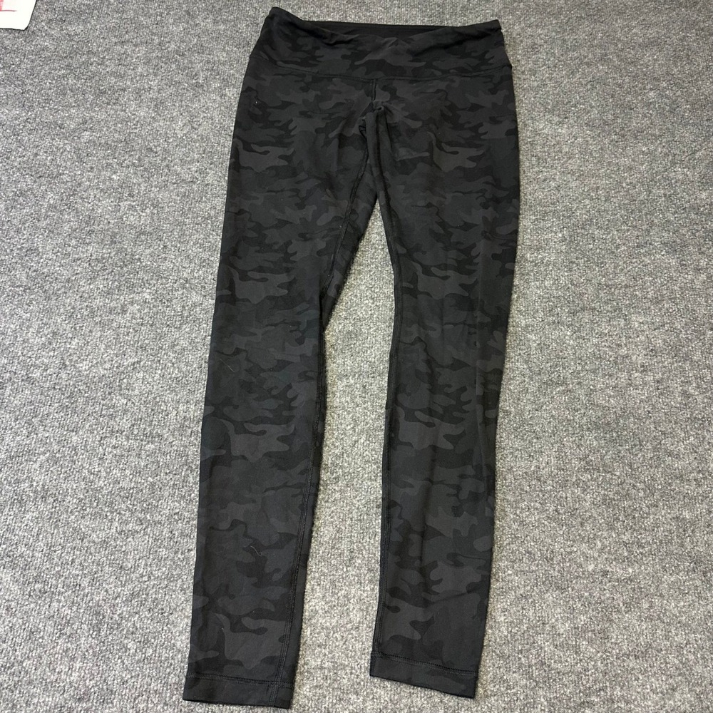 Lululemon Leggings Womens Size 8 Black Camo High Rise Full Length Yoga Pants